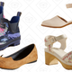 Rain On Your Promenade Rain Bootie, $64 | Mew and Me Forever Flat, $60 | Versatile Variables Vegan Heel, $50 | A Cross-Stitch in Time Heel, $80